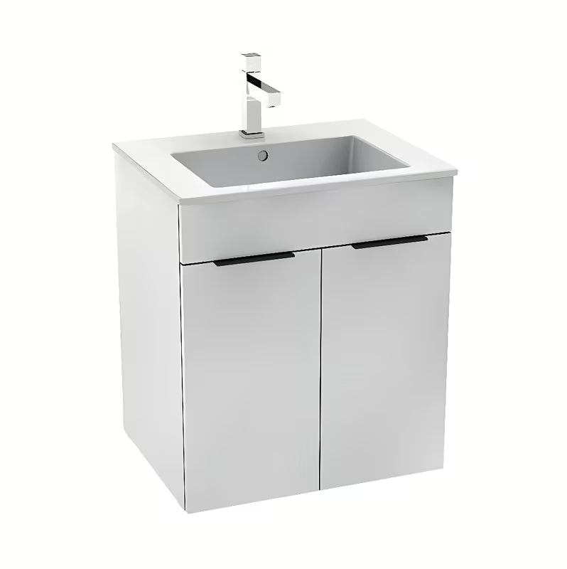 Balta pakabinama spintelė Jika Cube su keraminiu praustuvu 54x43x60,7 cm su softclose