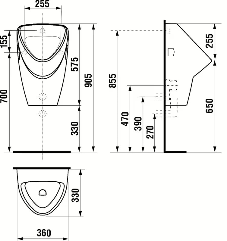 Baltas pisuaras Jika Livo su vidiniu vandens įvadu