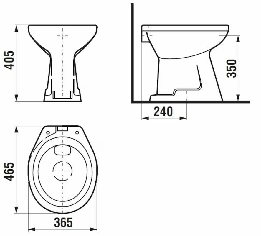 Pastatomas WC Jika Sam baltos spalvos su vertikaliu nuotaku, be bakelio
