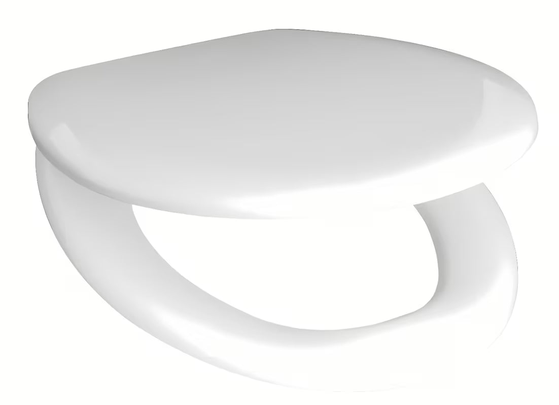 Balta duroplastinė KLOZETO dangtis Jika Zeta su lėto nusileidimo mechanizmu softclose ir plastikiniais vyriais.