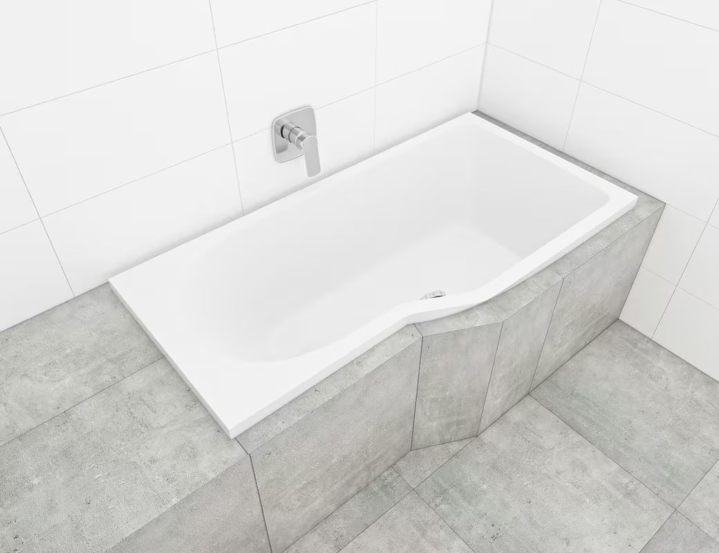 Laguna Beáta Plus asimetrinė kampinė vonia dešinė 160x80 cm iš lieto PMMA akrilo, blizgaus paviršiaus