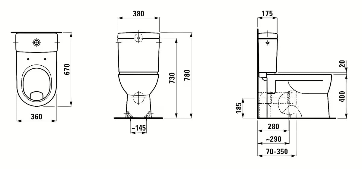 Laufen Pro PASTATOMAS klozetas baltos spalvos, be bakelio ir be sėdynės