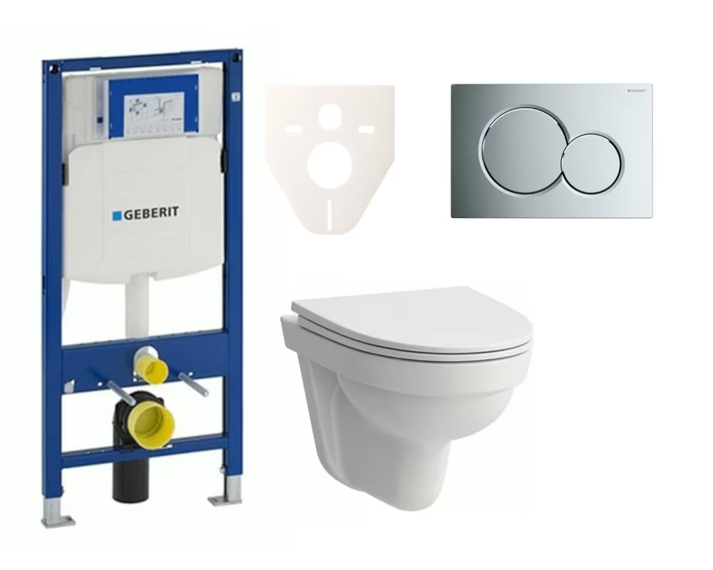 Pakabinami WC komplektas Laufen Pro Nordic su moduliu Geberit Duofix, sėdyne softclose ir chromuotu mygtuku