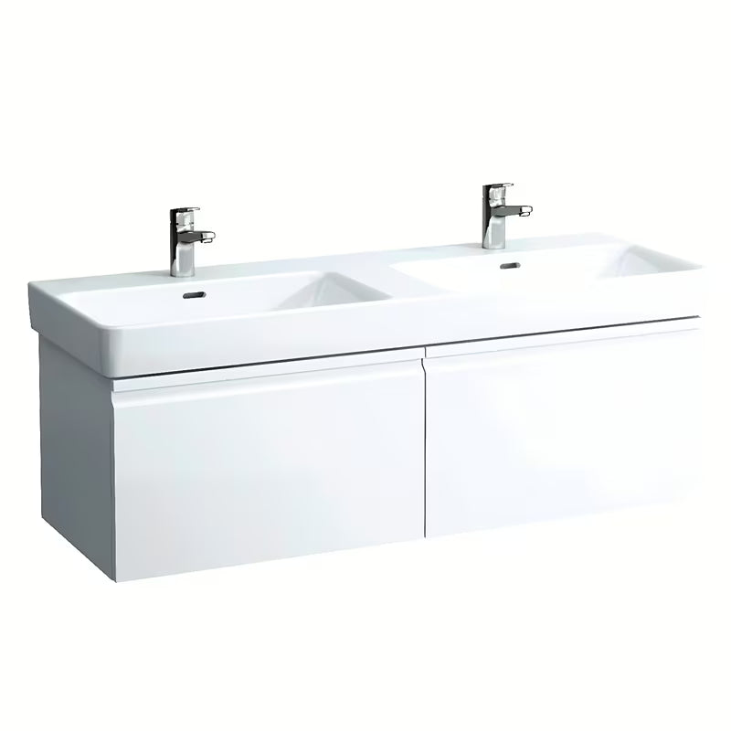 Baltas keraminis dvigubas praustuvas Laufen Pro S 130x46 cm pro montuoti į vonios kambario baldus