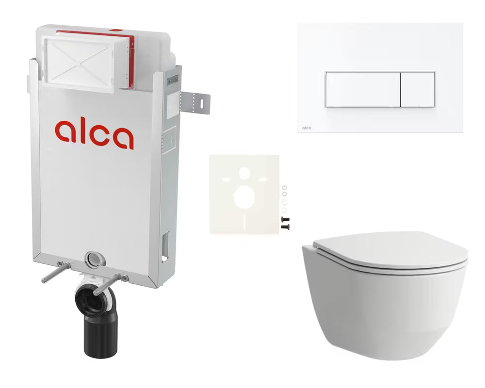 Pakabinami WC komplektas Laufen Pro įmūrijimui su bakeliu Alca pro moderniam vonios kambariui