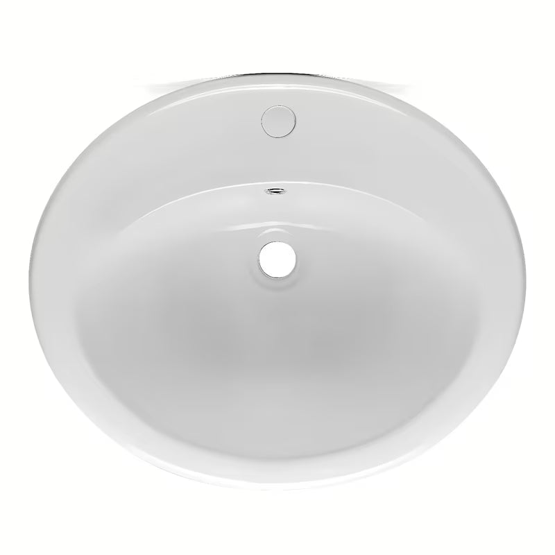 Baltas keraminis įleidžiamas praustuvas Multi Eur su anga maišytuvui centre, 55 x 47,5 cm.