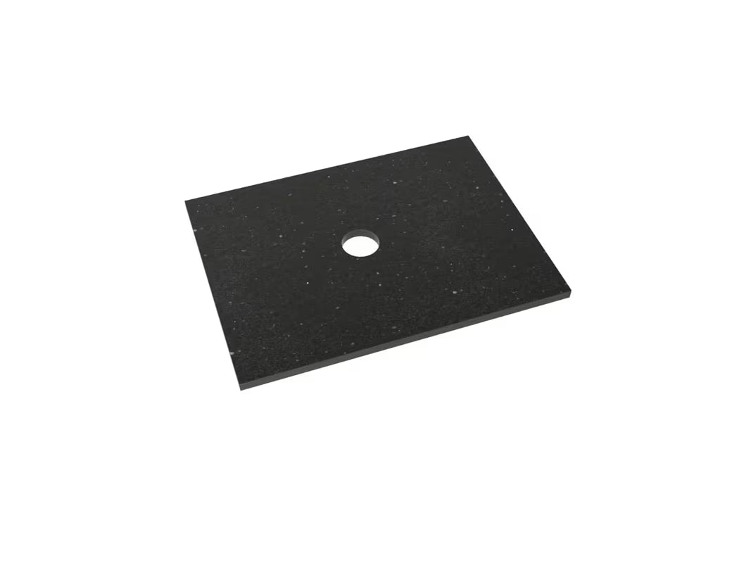 Uždengimo plokštė Naturel Gobi black iš dirbtinio akmens Technistone, blizgaus paviršiaus, su dviem išpjovomis.