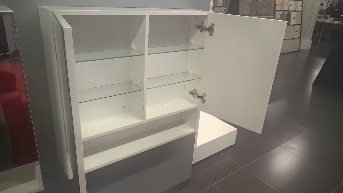 Veidrodinė spintelė Naturel Vario Dekor 75x68,6 cm baltos matinės spalvos su stiklinėmis lentynėlėmis