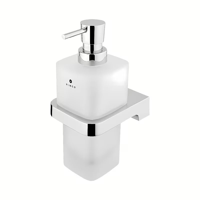 Chromuotas skysto muilo dozatorius Nimco Maya su matinio stiklo talpa, 250 ml.