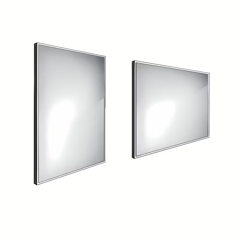 Nimco apšviestas LED veidrodis 60x80 cm, juodos spalvos, su apšvietimu perimetru