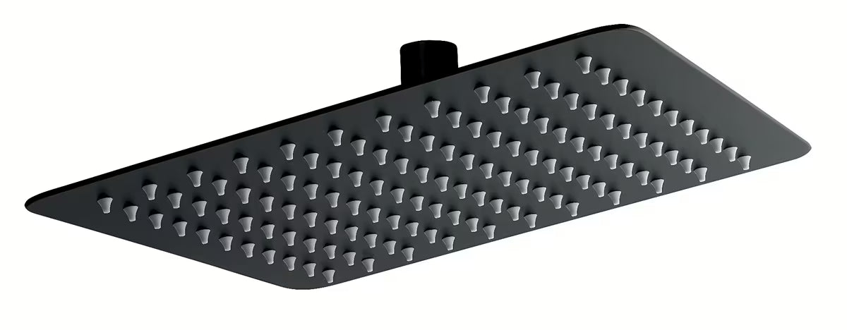 Matinės juodos spalvos kampuota viršutinis dušas Novaservis 25x25 cm iš nerūdijančio plieno su EasyClean funkcija.