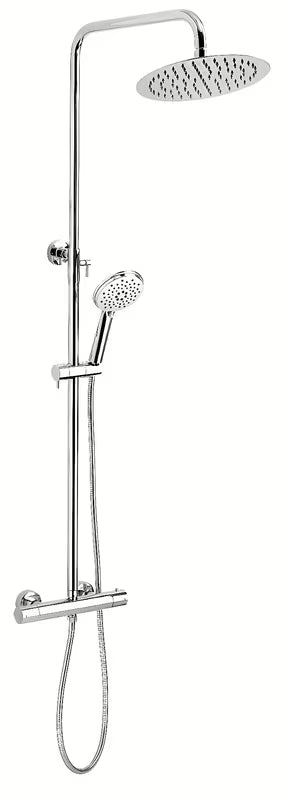 Novaservis Titania Pure chromo spalvos dušo sistema su termostatiniu maišytuvu ir Slim Design 250 mm viršutine dušo galva.