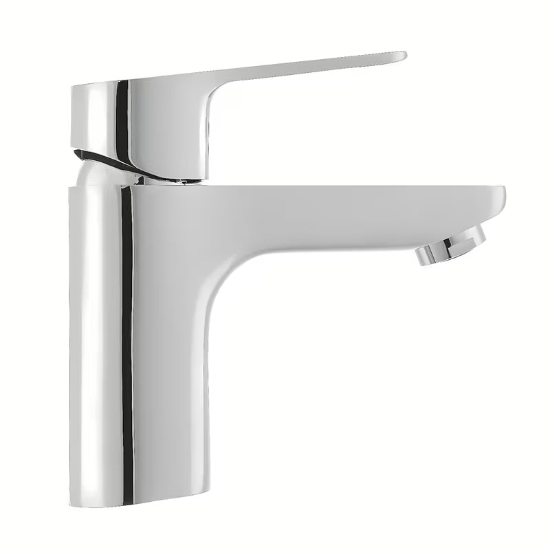 Chromuotas praustuvo maišytuvas Optima Cube Way be praustuvo dugno vožtuvas su keramine kasete ir lanksčiu aeratoriumi.