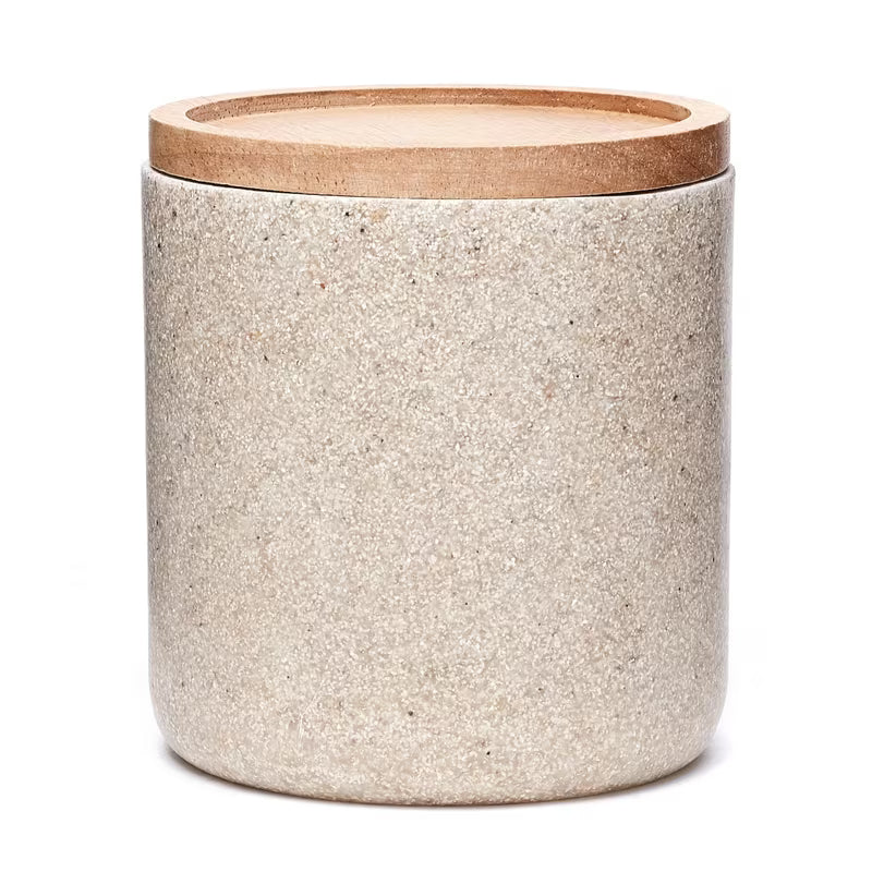 Dėžutė su dangteliu Optima Poly, light-limestone atspalvio, su mediniu dangteliu