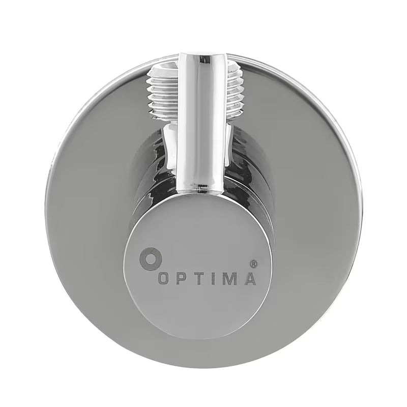 Optima kampinis ventilis chromo spalvos su svirtele pro vandens padavimui valdyti