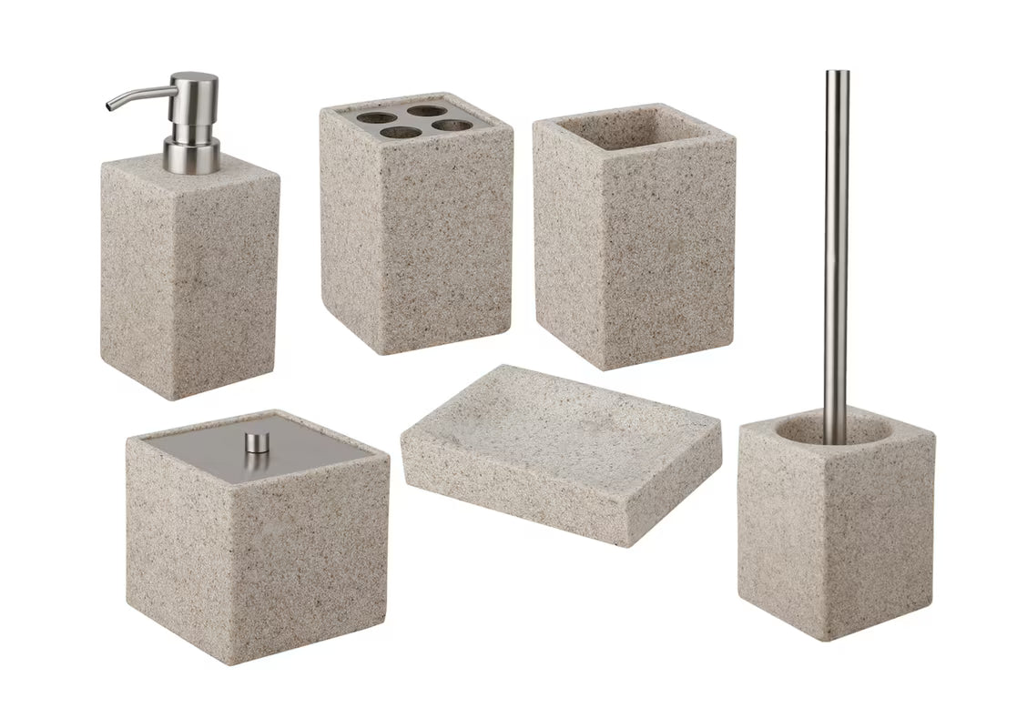 Elegantiškas daugiafunkcis dėžutė su dangteliu Optima Supera, light-limestone spalvos, vonios kambariui.