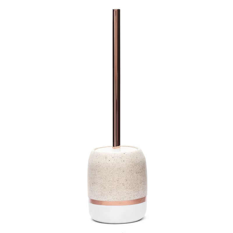 Laisvai pastatomas WC šepetys Optima Tera su light-limestone dekoru, rose gold spalvos.