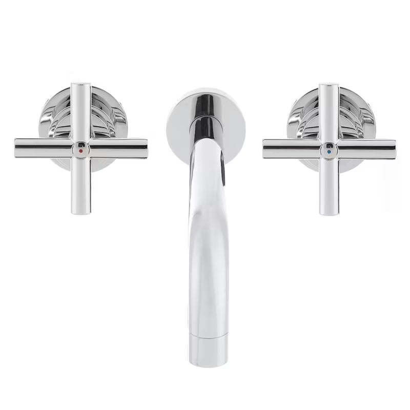 Chromo spalvos potinkinė praustuvo maišytuvas Paffoni Cruz su ventiliniu valdymu ir kryžmine rankenėle.