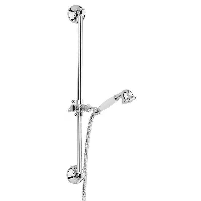Dušo komplektas Paffoni Ricordi, chromo spalvos, su slankiojančiu laikikliu dušai, retro dizaino.