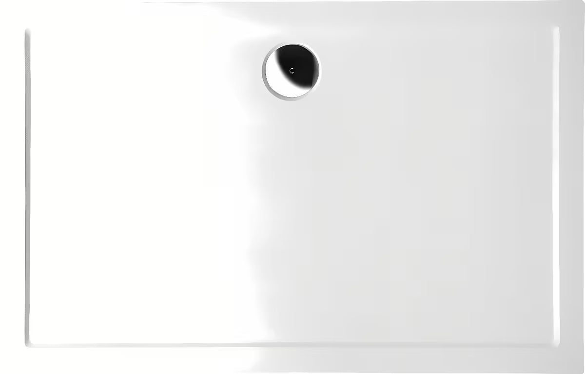 Balta stačiakampis dušo padėklas Polysan Karia iš lieto marmuro, 100x90 cm