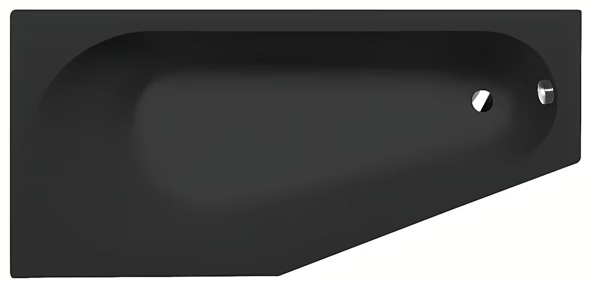 Polysan Tigra L asimetrinė vonia kairinė 170 x 80 cm, juodos spalvos, iš akrilo