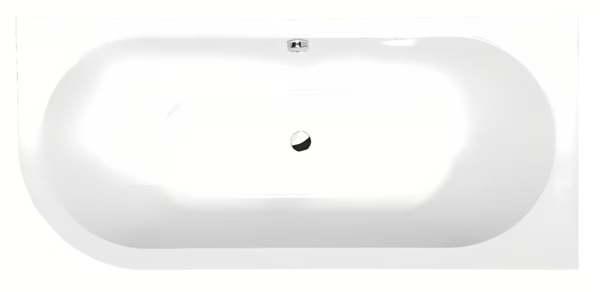 Dešininė asimetrinė vonia Polysan Viva R Monolith 170x75 cm iš lieto akrilo su monolitiniu skydeliu