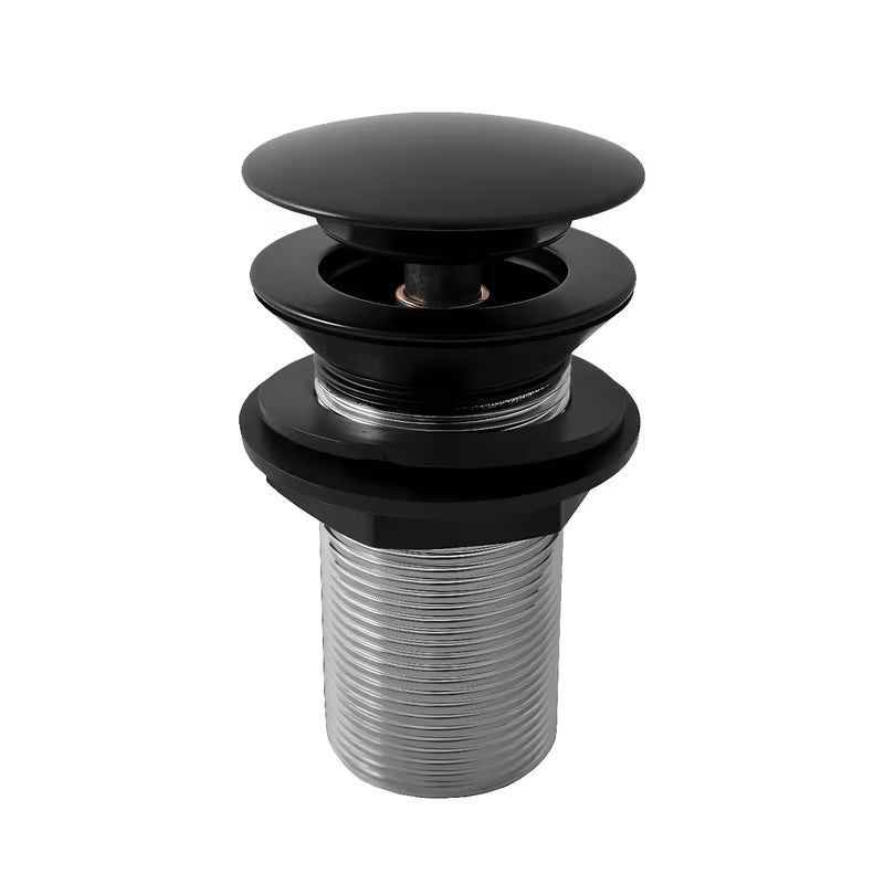 Praustuvo dugno vožtuvas 5/4" ClickClack su dideliu dangteliu, juodos matinės spalvos pro praustuvai be perpylimo