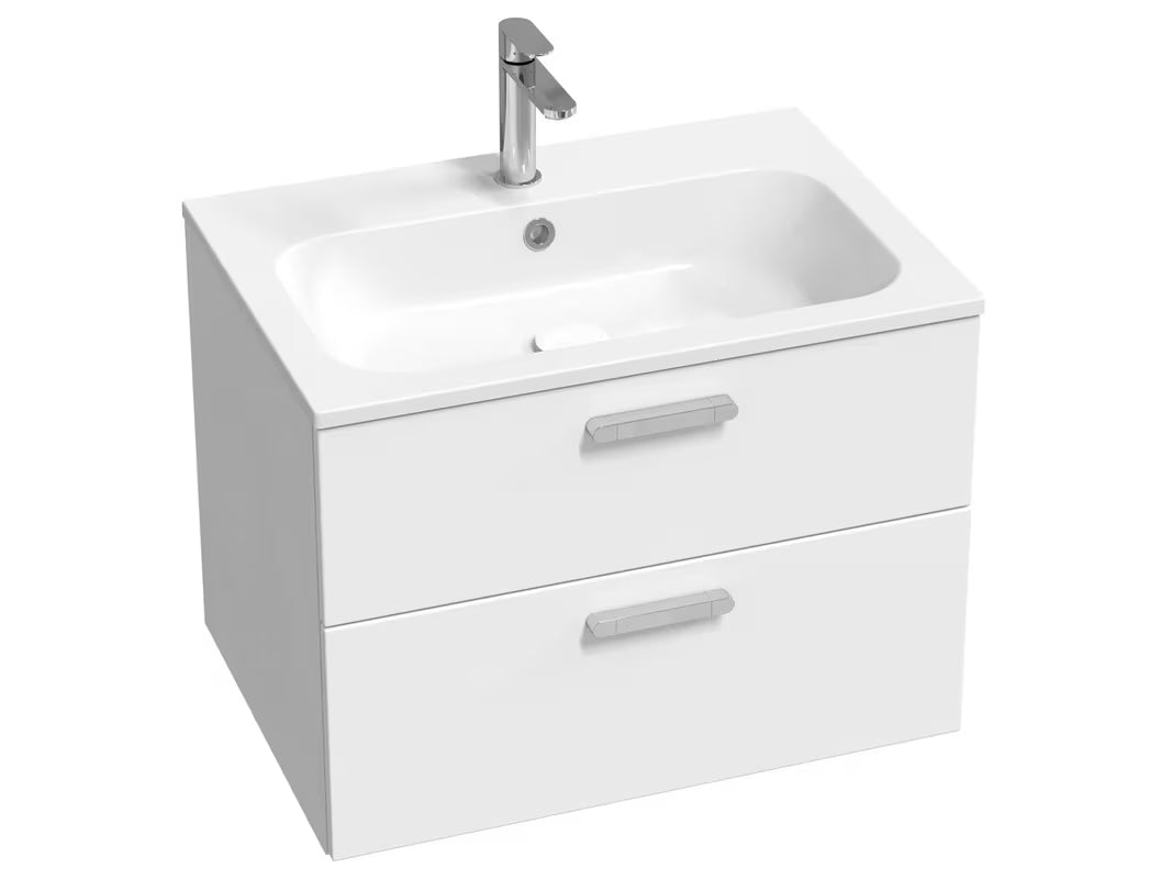 Ravak Chrome II spintelė po praustuvu 70 x 49 x 50 cm, blizgios baltos spalvos, su dviem stalčiais