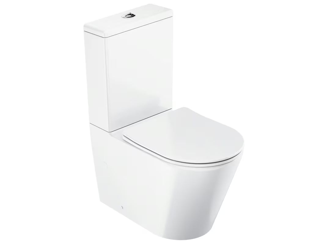 Baltas laisvai pastatomas klozetas Ravak Elegant RimOff su sėdyne softclose ir dvigubu nuleidimu 3/6 l.