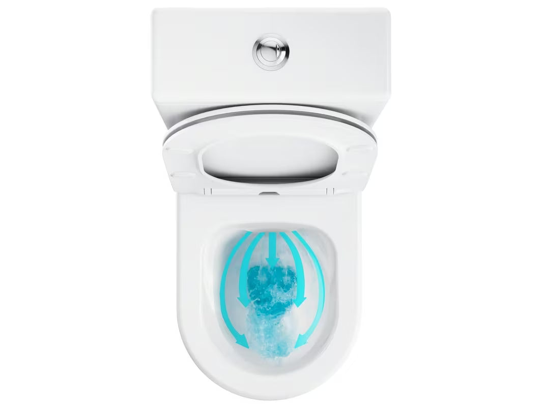 Baltas laisvai pastatomas klozetas Ravak Elegant RimOff su sėdyne softclose ir dvigubu nuleidimu 3/6 l.