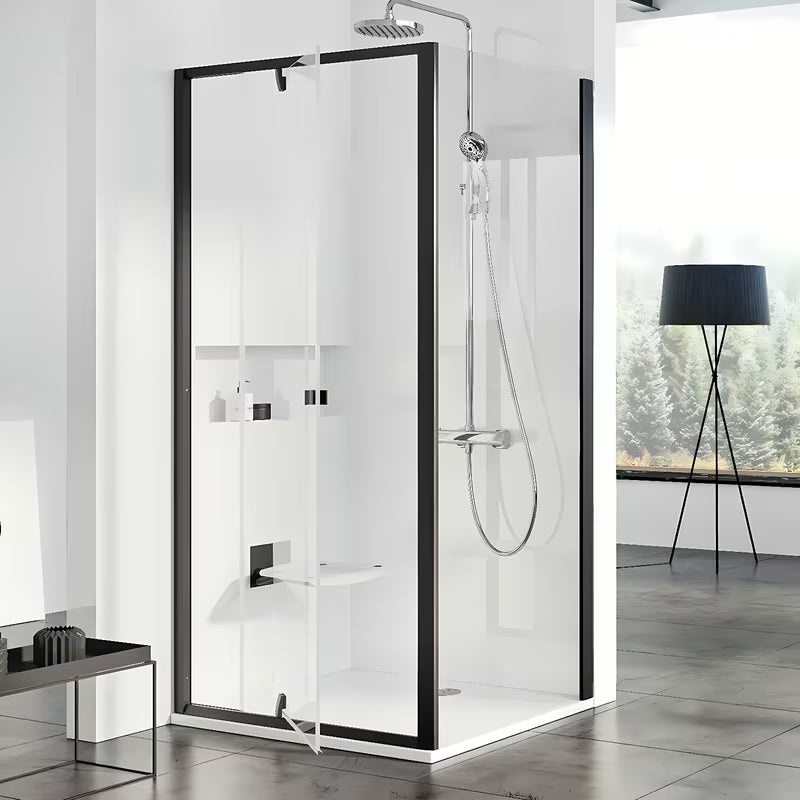 Ravak Pivot dušo durų šoninė sienelė 90 cm, juodu rėmu, su skaidriu stiklu