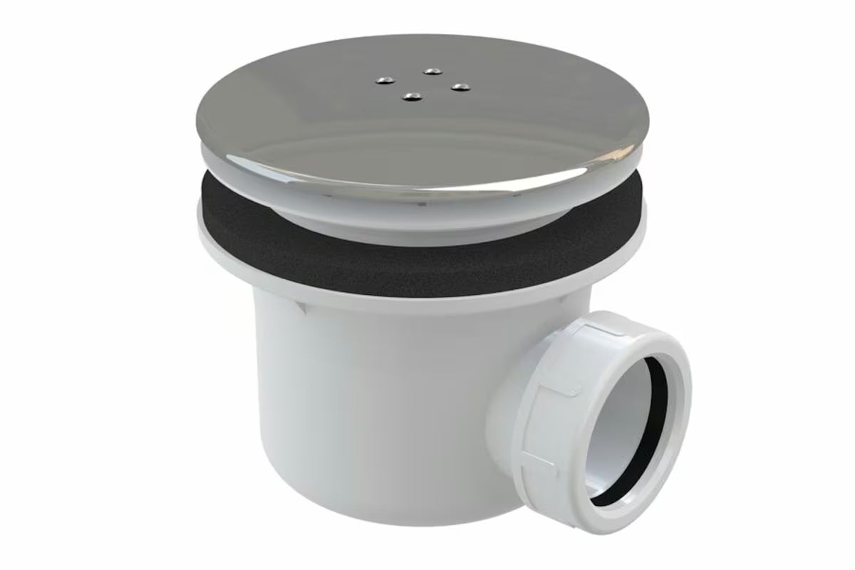 Dušo padėklo sifonas Ravak Standard 90 su plastikiniu chromuotu dangteliu, blizgaus chromo spalvos
