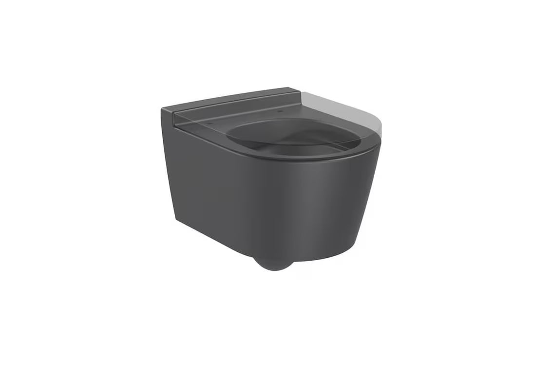 Pakabinamas KLOZETAS Roca Inspira matinės onikso spalvos, berėmio Rimless tipo, su paslėptu tvirtinimu.