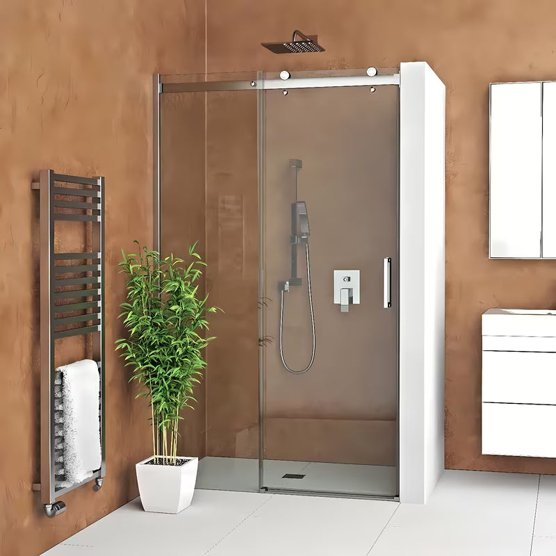 Roth Ambient Line slankiojančios dušo durys nišai 130 cm, blizgaus chromo spalvos, su skaidriu stiklu