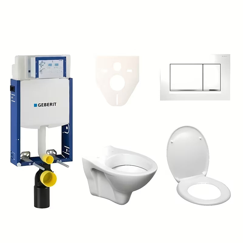 Pakabinami WC komplektas S-Line Pro su moduliu Geberit Kombifix, mygtuku Sigma 30 ir KLOZETAS sėdyne