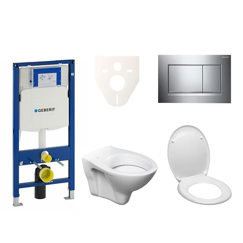 Pakabinami WC komplektas S-Line Pro su moduliu Geberit Duofix, sėdyne ir Sigma 30 mygtuku