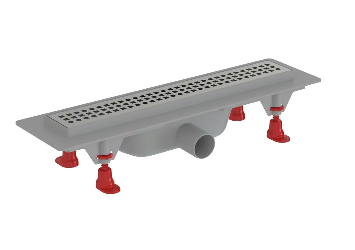 Dušo latakas S-Line 40 cm su nerūdijančio plieno grotelėmis, blizgios chrome apdailos