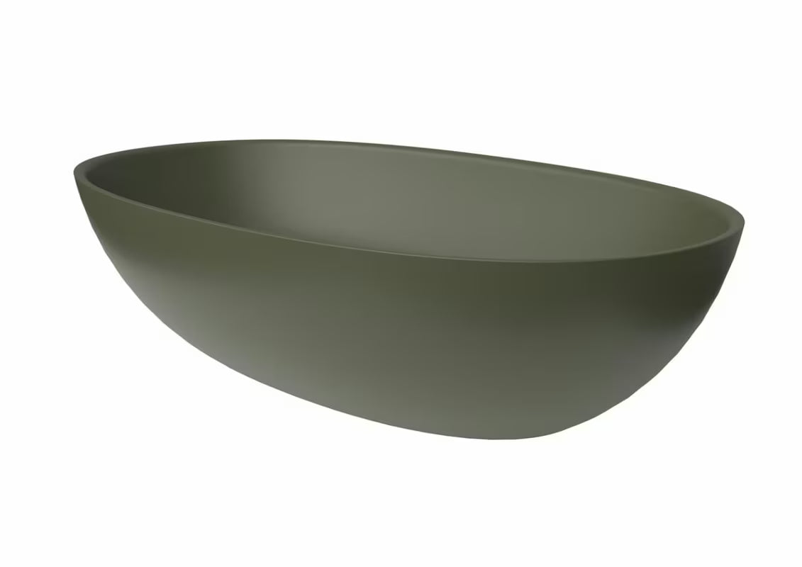 Žali pastatomas ant stalviršio praustuvas SAT Aula 60x36 cm iš lieto marmuro be perpylimo