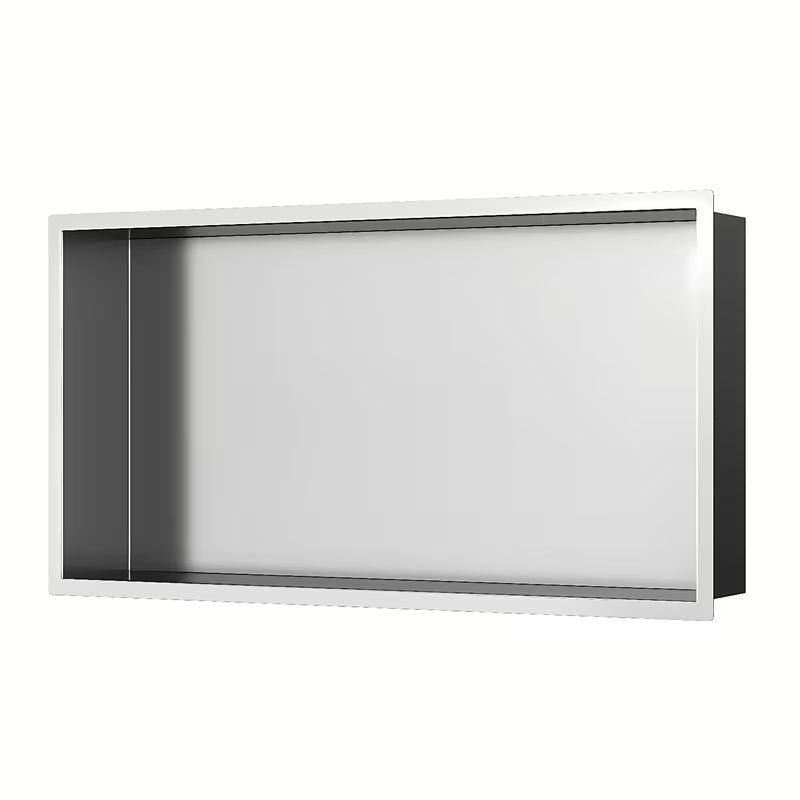 Dušo niša SAT Aurum iš nerūdijančio plieno, šlifuoto plieno spalvos, su rėmeliu