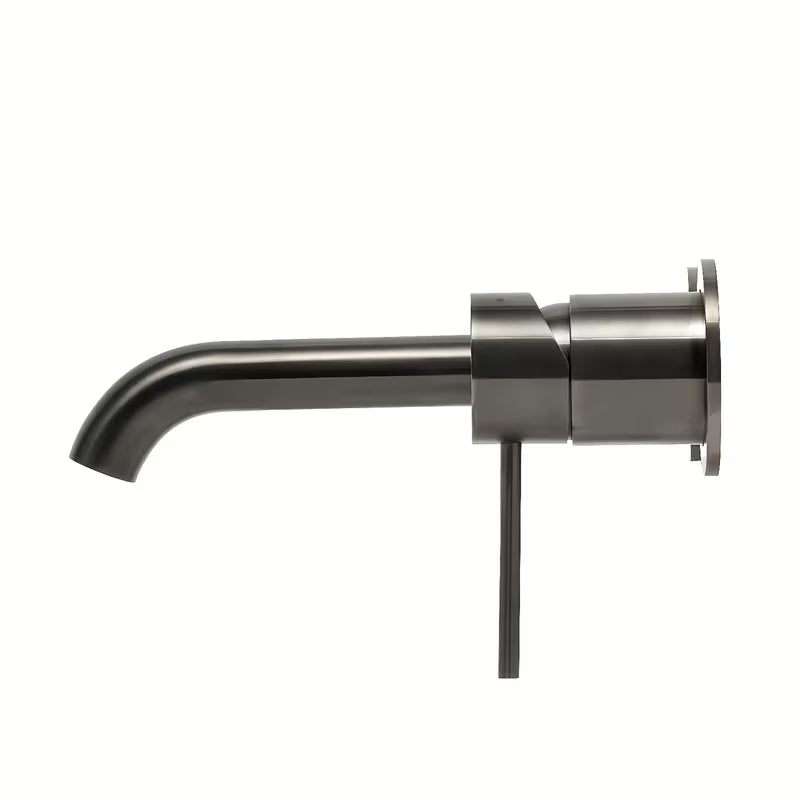 Potinkinė svirtinis praustuvo maišytuvas SAT Aurum, šlifuoto gun metal apdailos, apvalaus dizaino.
