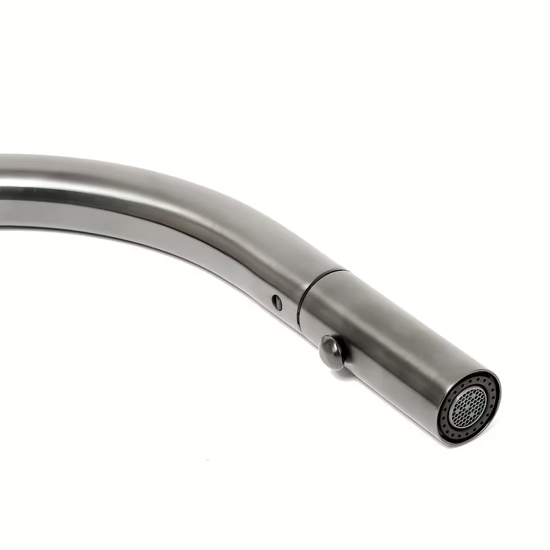 Virtuvinis maišytuvas SAT Aurum su ištraukiamu dušeliu, šlifuoto gun metal apdailos.