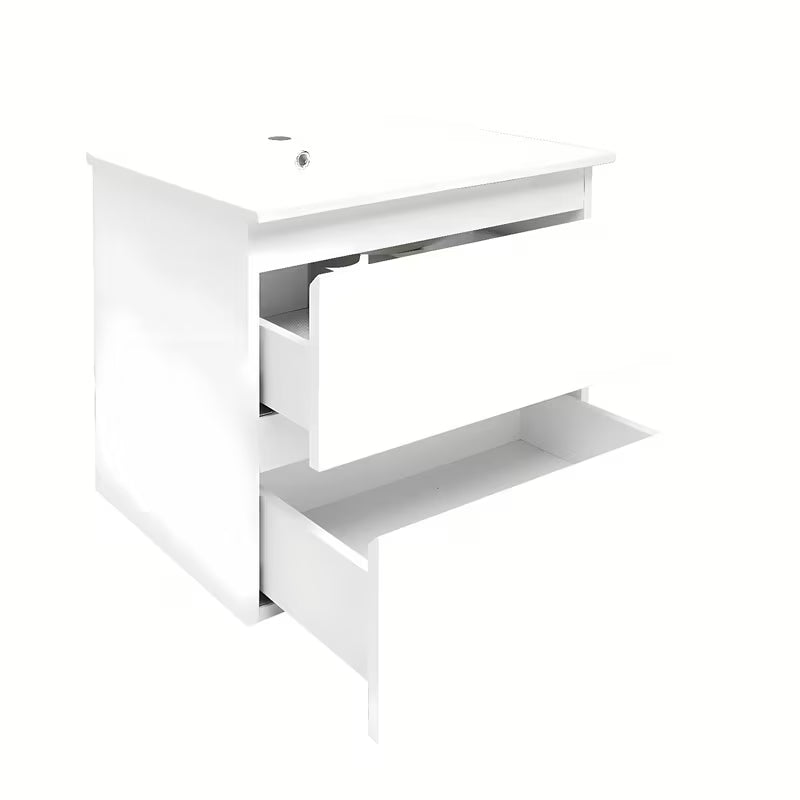 Pakabinama vonios spintelė su keraminiu praustuvu SAT B-Way 1 baltos blizgios spalvos, su dviem stalčiais