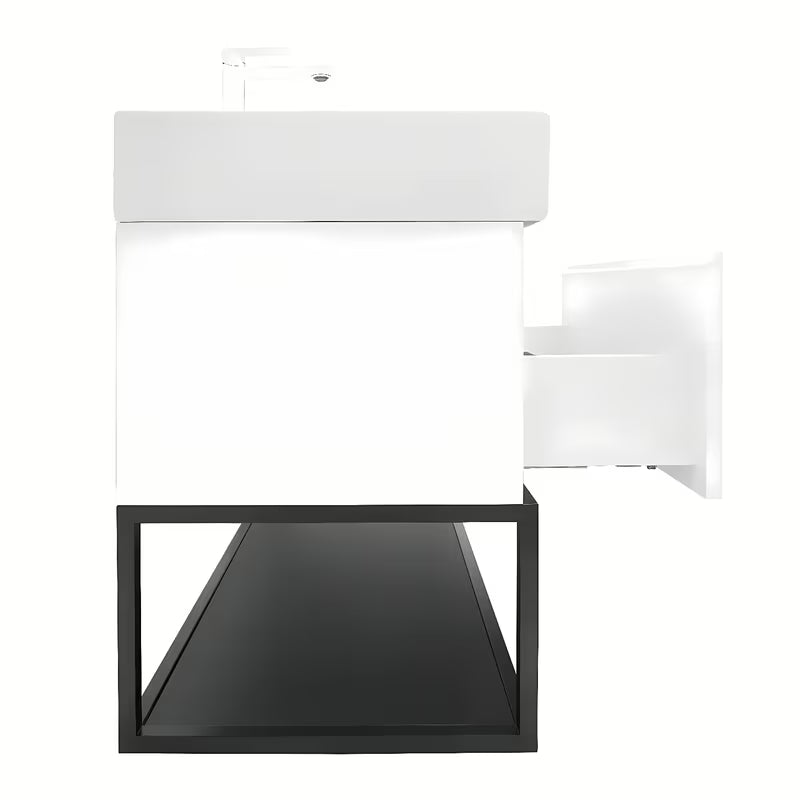 Pakabinama spintelė SAT B-Way s su dvigubu praustuvu, baltos blizgios spalvos, 119x45x30 cm