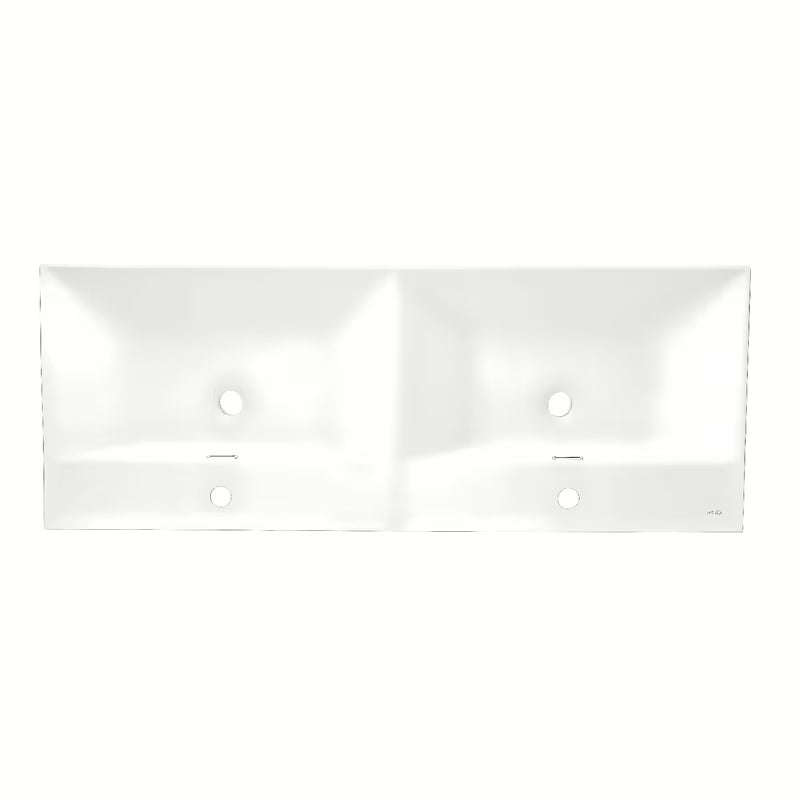 Baldinis dvigubas praustuvas SAT B-Way 121x46 cm, matinės baltos spalvos, su dviem angomis pro maišytuvui
