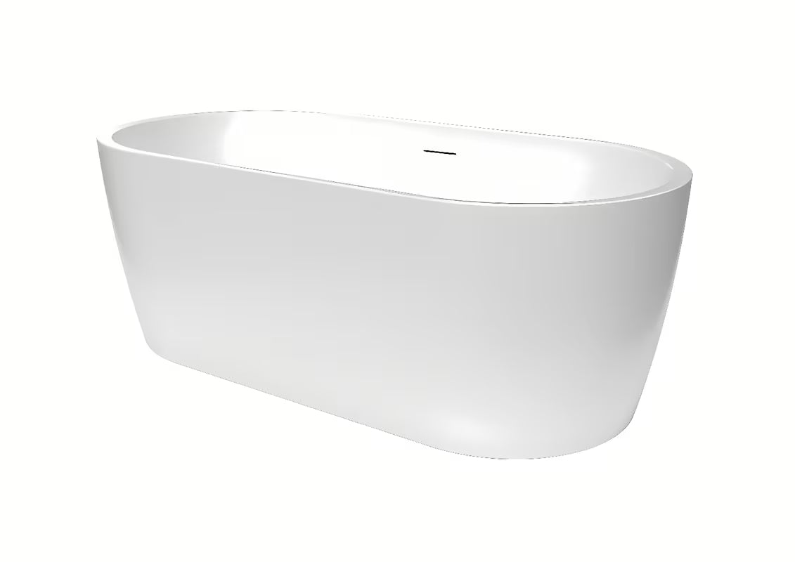 Laisvai pastatomas akrilinė vonia SAT Brevis 160x80 cm baltos spalvos, tinkama prie sienos ir statyti laisvai erdvėje.