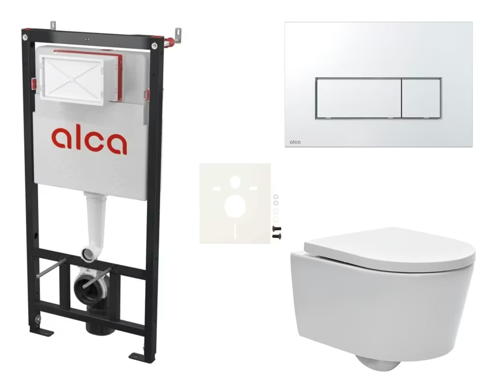 Pakabinami WC komplektas SAT Brevis su potinkiniu moduliu, nuleidimo mygtuku ir sėdyne su softclose ir EasyLock.