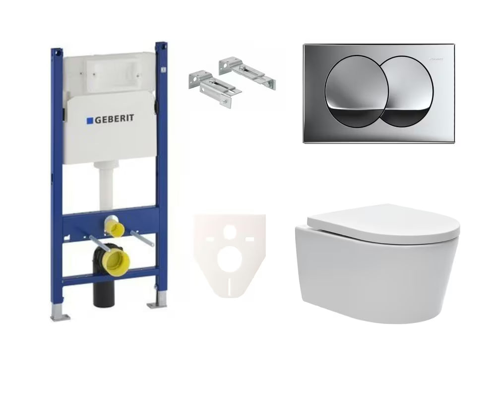 Pakabinami WC komplektas SAT Brevis su potinkiniu moduliu Geberit ir sėdyne su softclose bei EasyLock funkcijomis