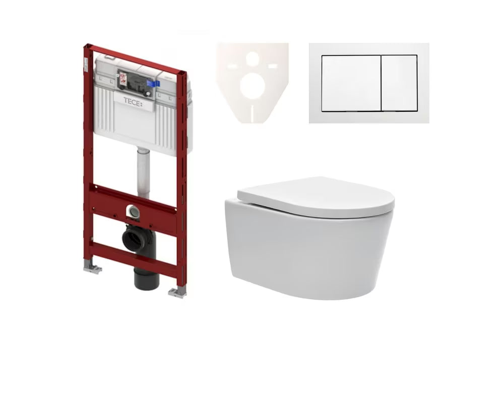 Pakabinami WC komplektas SAT Brevis su potinkiniu moduliu TECE, nuleidimo mygtuku ir sėdyne softclose