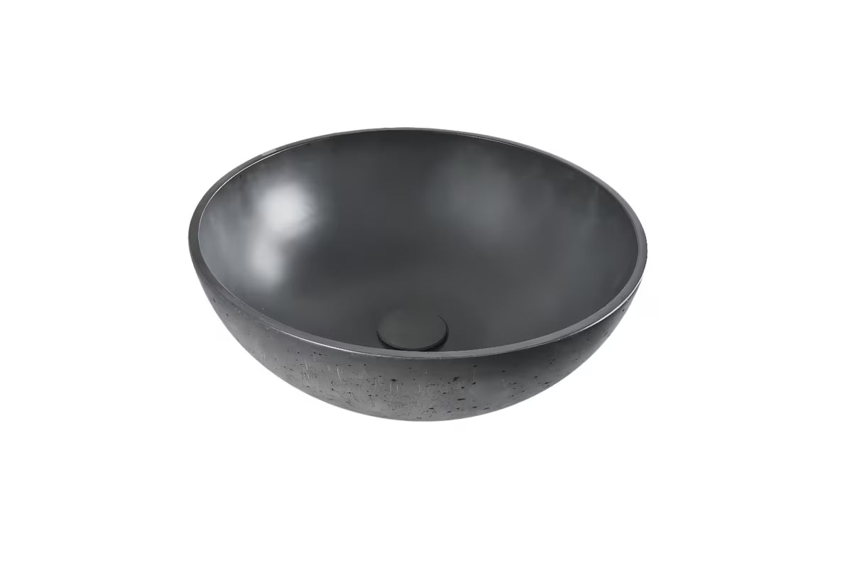 Antracito spalvos betoninis pastatomas ant stalviršio praustuvas SAT Cemento 42x42 cm, plonų sienelių