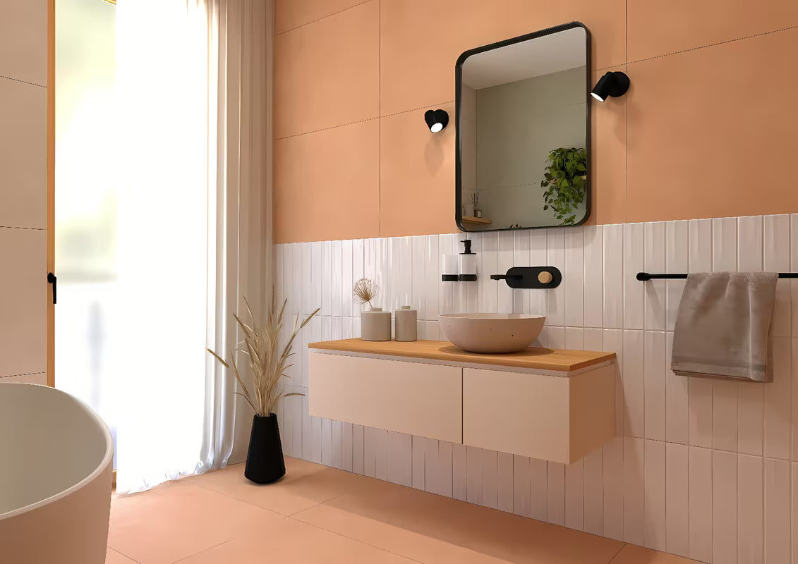 Smėlio spalvos betoninis pastatomas ant stalviršio praustuvas SAT Cemento 42x42 cm plonomis sienelėmis